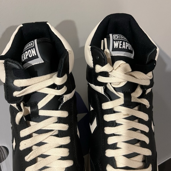 Converse Men's Leather CONVERSE WEAPON MID Sneakers Shoes Black/Ivory Size 9 - Picture 4 of 7